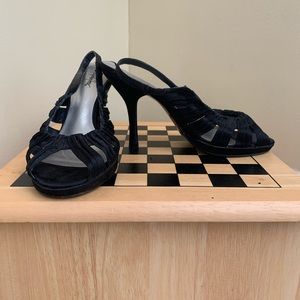 Jacqueline Ferrar black fabric slingback shoes
